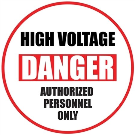 5S SUPPLIES Danger High Voltage Floor Sign 28in Diameter Non Slip Floor Sign FS-DAHIVLT-28